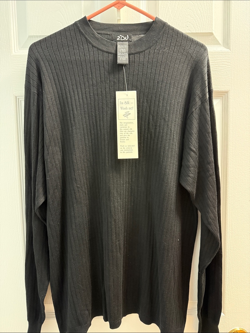 Men's Black Ribbed Crewneck Sweater -